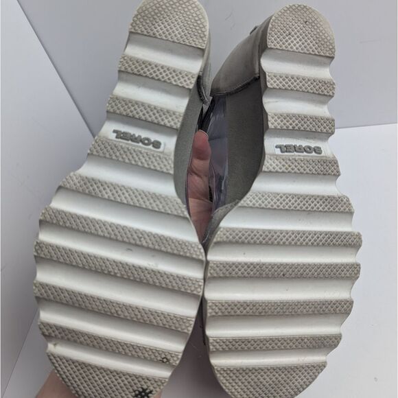 Sorel Joanie Light Gray Leather Wedge Sporty Platform Heel Sandals Womens 6.5 - Picture 6 of 8